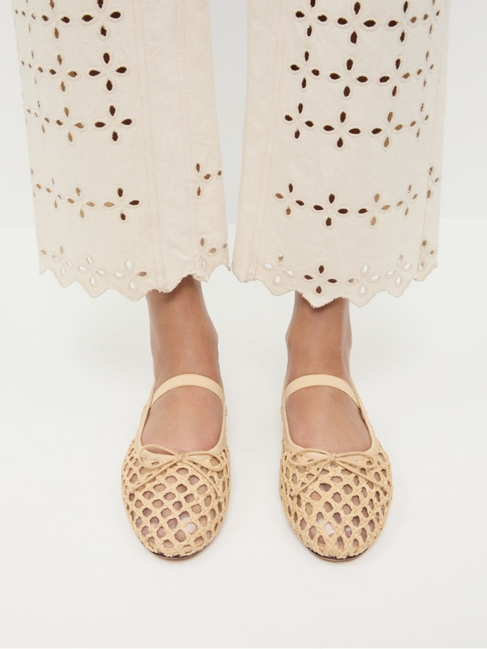 Loeffler Randall Leonie Woven Ballet Flats Natural 7.5 - Picture 2 of 5